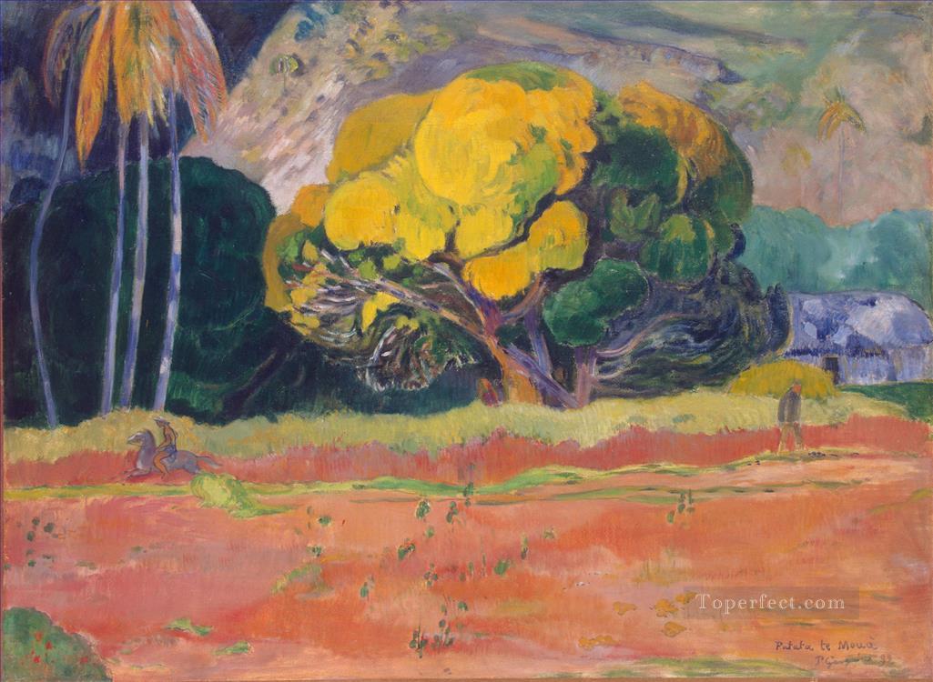 Fatata te moua At the Foot of a Mountain Post Impressionism Primitivism Paul Gauguin Oil Paintings